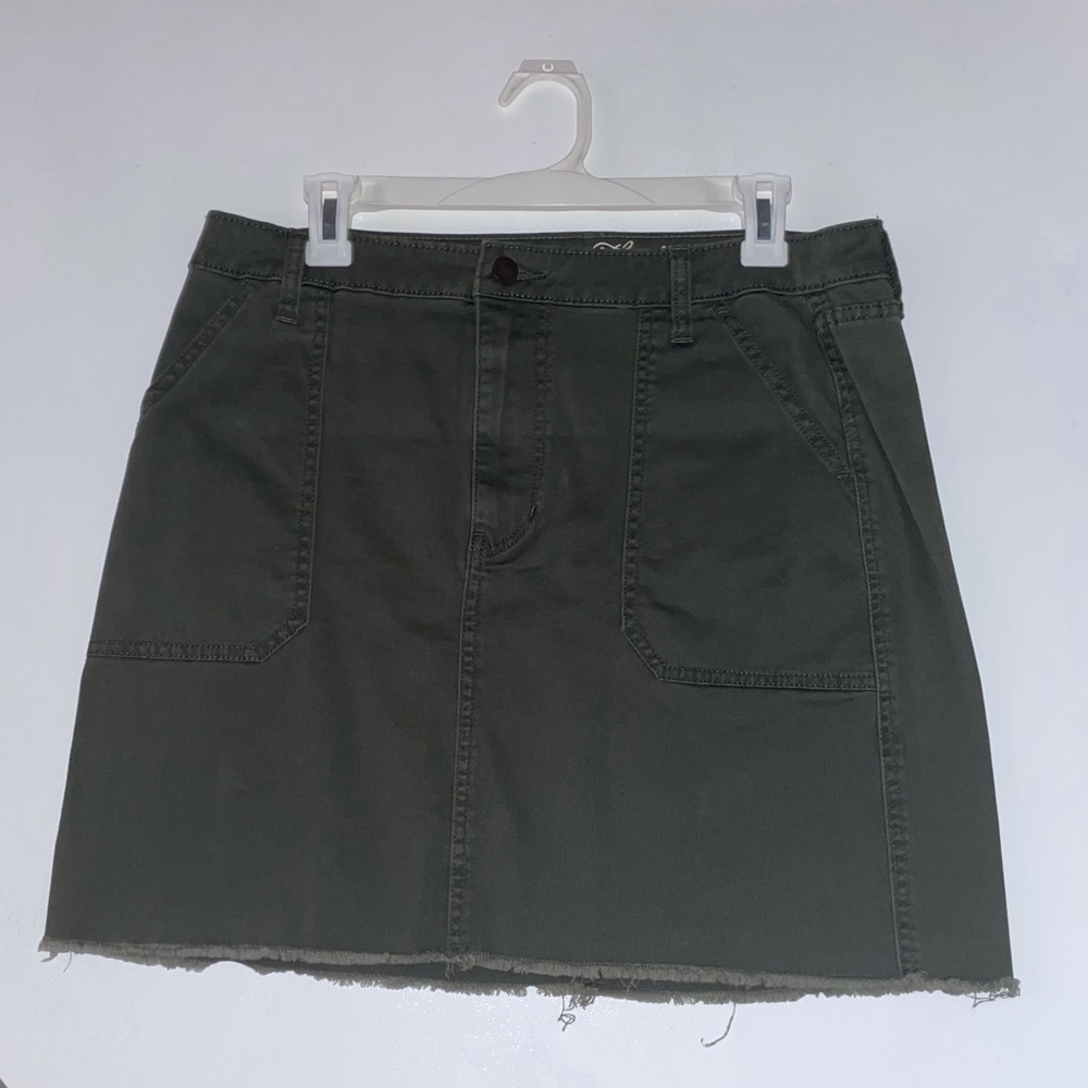 Army Green Denim Skirt
